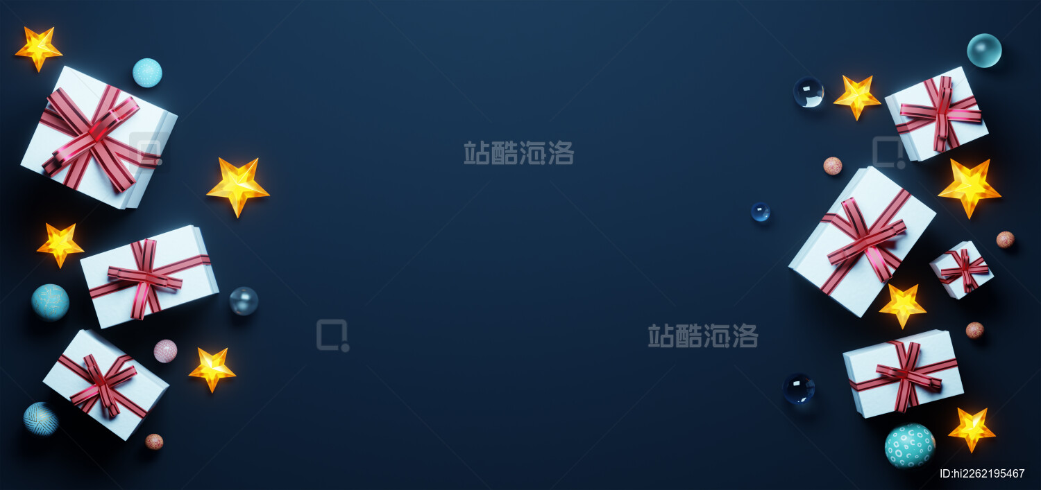 节日礼盒与闪烁星星的暗调布局