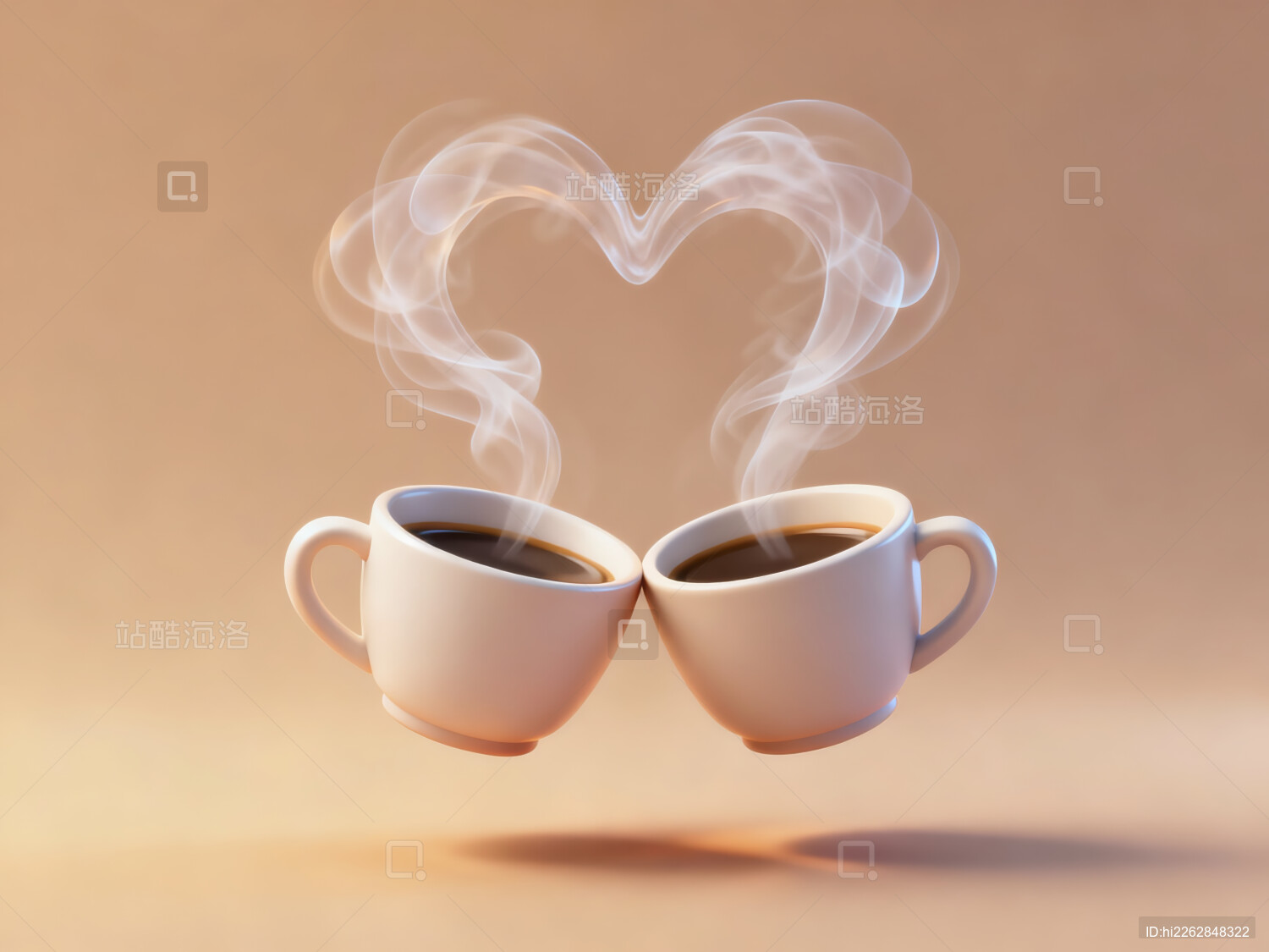 两个咖啡杯组成的心形