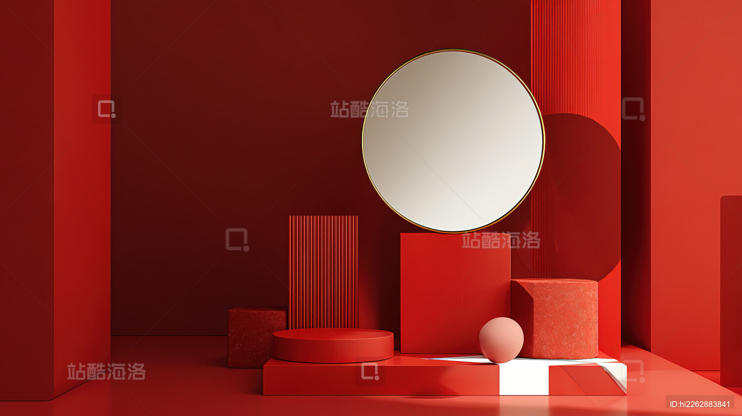 红色几何空间艺术装置