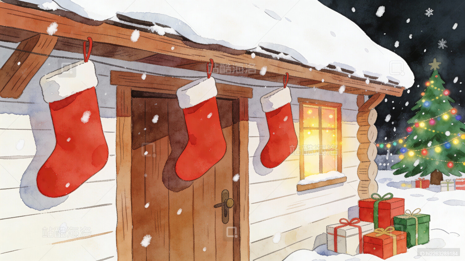 冬天下雪的圣诞节背景