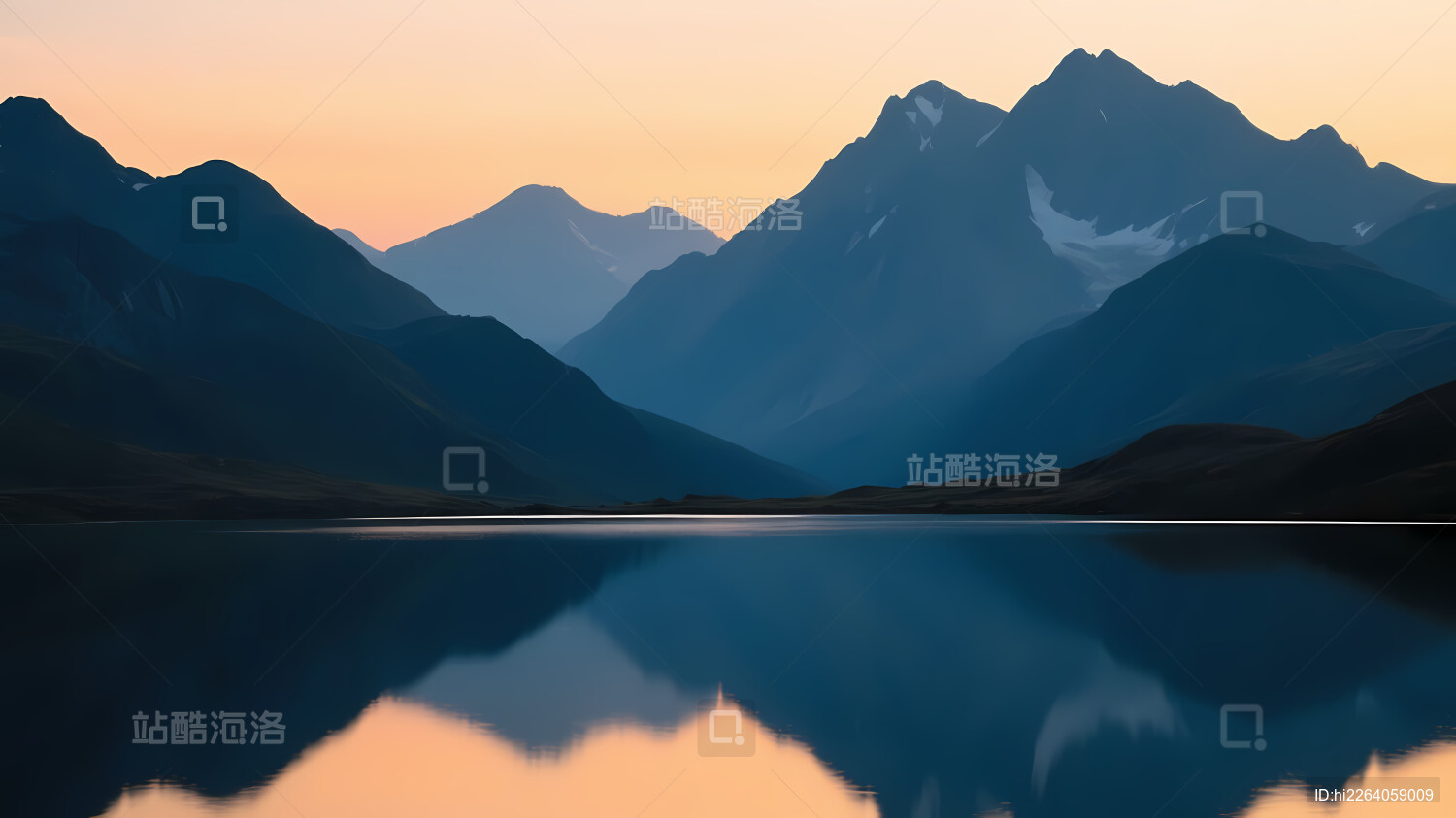 山湖倒影宁静山景