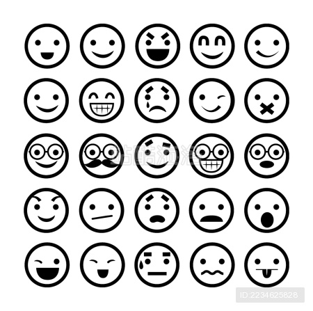 表情插画/笑脸图标/不同的情绪