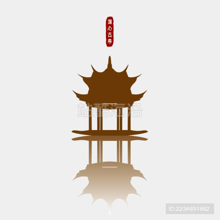 杭州西湖湖心亭 剪影矢量标志素材