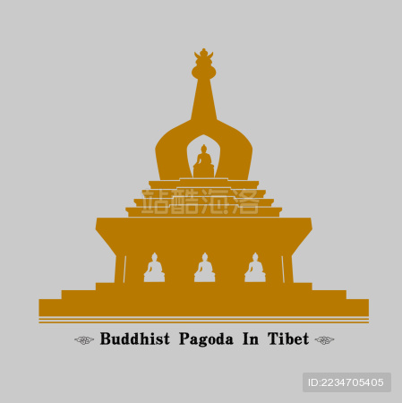 西藏佛塔 古迹 标志logo矢量素材