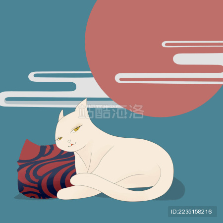 和风猫咪插画