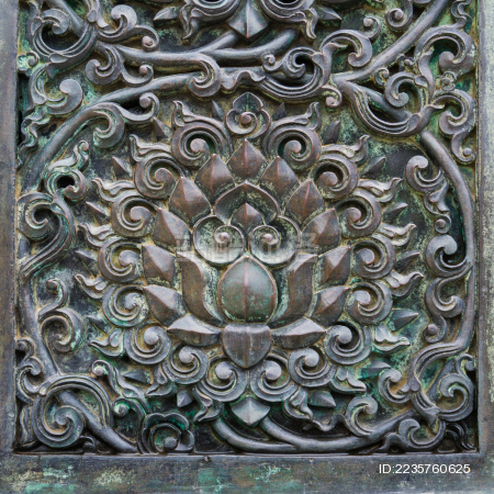 北京故宫铜狮底座莲花花纹