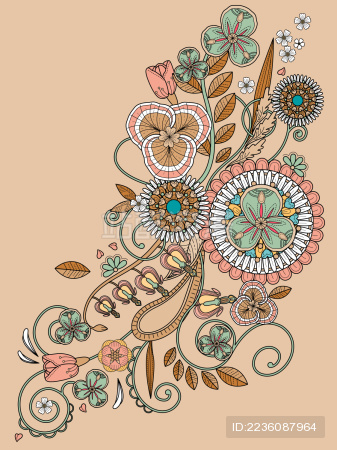 优雅花卉成人填色画