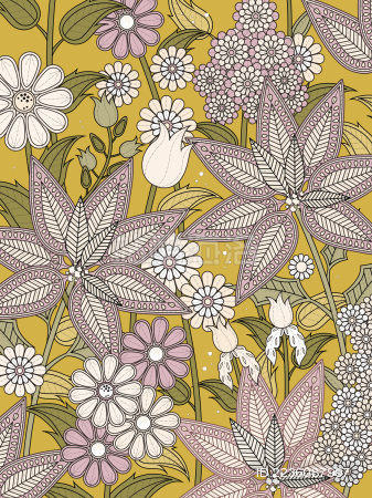 优雅花卉背景成人填色画