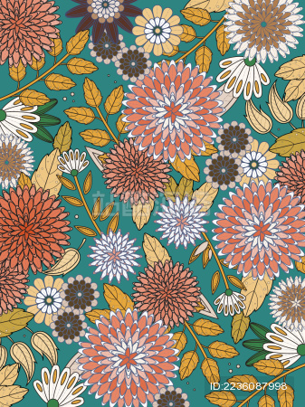 优雅花卉背景成人填色画