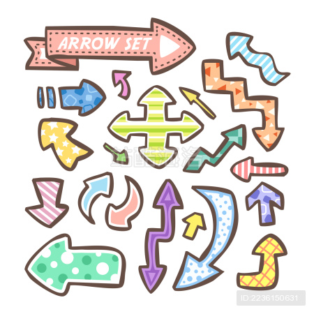 可爱手绘箭头指示图标 白色背景
