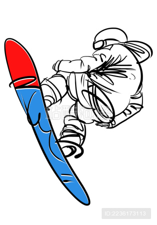 手绘滑雪插画