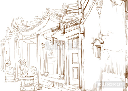 潮汕建筑线条稿