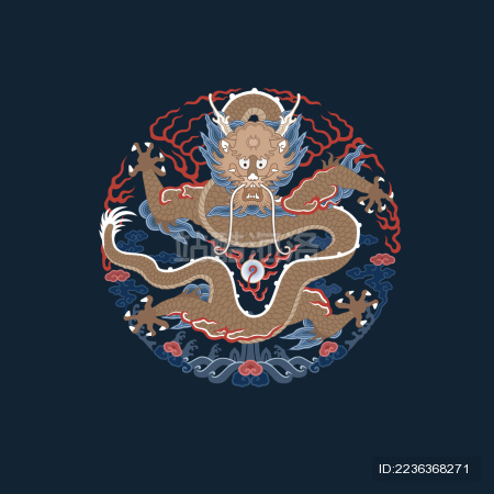 黑青色正龙团龙纹