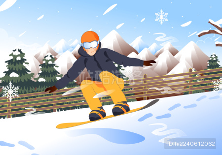 冬奥会滑雪运动矢量插画