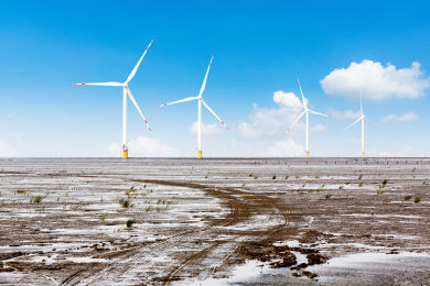 Wind generators turbines in the sea