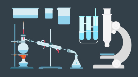 化学实验器材试管烧瓶显微镜矢量素材