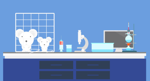 实验室小白鼠桌子矢量素材