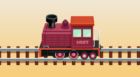 红色复古蒸汽火车头