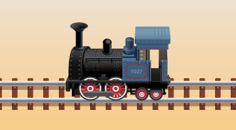 蓝色复古蒸汽火车头