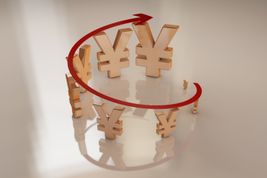 人民币符号与上升箭头