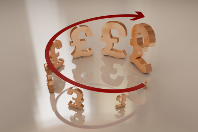 英镑符号与上升的箭头