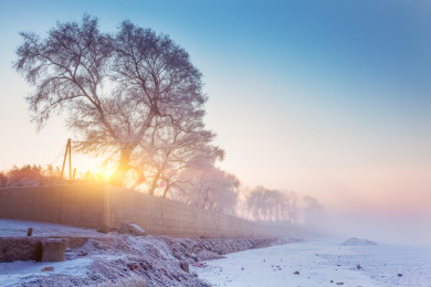 冰冻的中国东北松花江雾凇