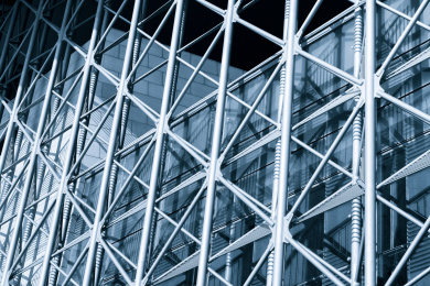 Metal details of an interior of modern office building