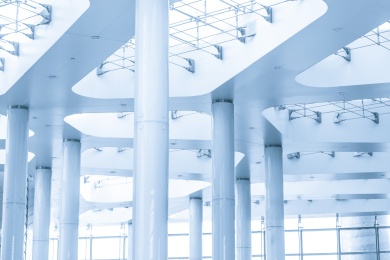 Metal details of an interior of modern office building