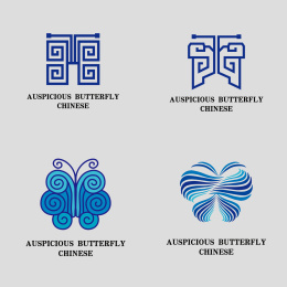 中国古典吉祥  图案 蝴蝶 标志logo素材 祥云 卷草 