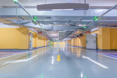 Parking garage underground interior