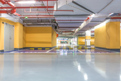 Parking garage underground interior