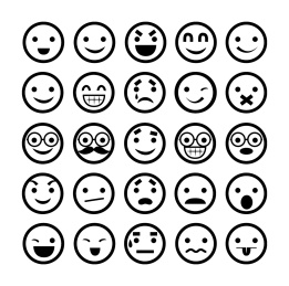 表情插画/笑脸图标/不同的情绪