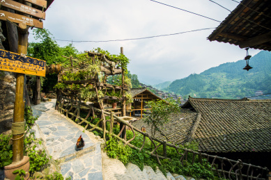 Qianhu Miao Village building scenery 千户苗寨