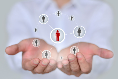 business, technology, internet, networking and recruitment concept