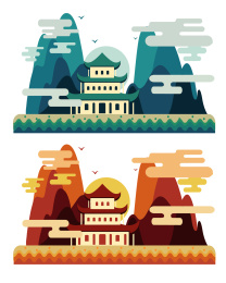 中国扁平 矢量插画