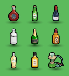 一组各国的酒饮料