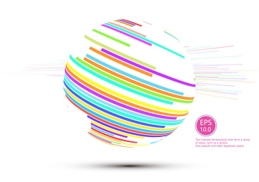 彩色的线条组成的球体或地球，抽象矢量背景图