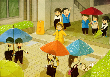 下雨校园