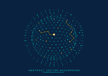 3D多边形网状球体，点线连接的科技矢量背景