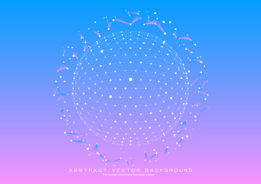 3D多边形网状球体，点线连接的科技矢量背景