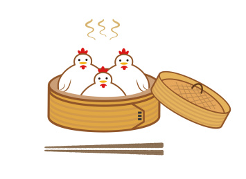 卡通画搞笑可爱的蒸笼上的鸡(2017干支)