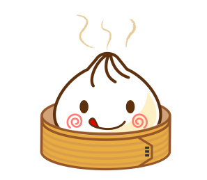 卡通画可爱的蒸笼和包子先生