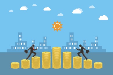 商业社会竞争创意概念插图，矢量图