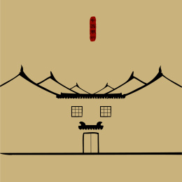 中国徽州古镇建筑 宏村古宅民居 四合院 手绘画 水乡 线稿矢量