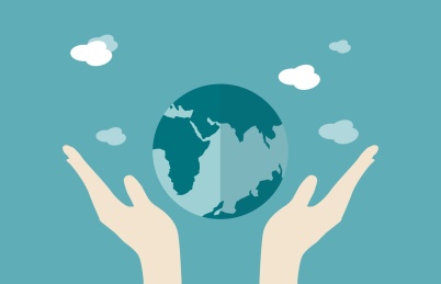 双手守护着地球——地球的明天会更好创意概念矢量图