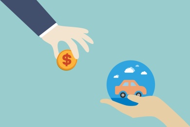 买车、卖车、汽车销售市场交易概念矢量图