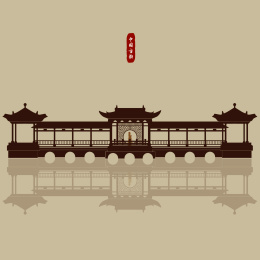 江南湖心亭/长廊桥/花窗美人 剪影矢量