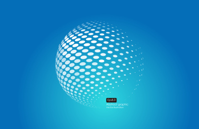 抽象圆点组成球体背景，3D球体