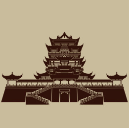 中国古典塔建筑宫殿 城楼 剪影矢量素材