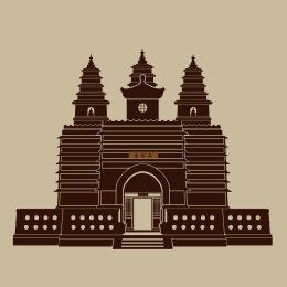 中国古典建筑 五塔寺  剪影矢量素材